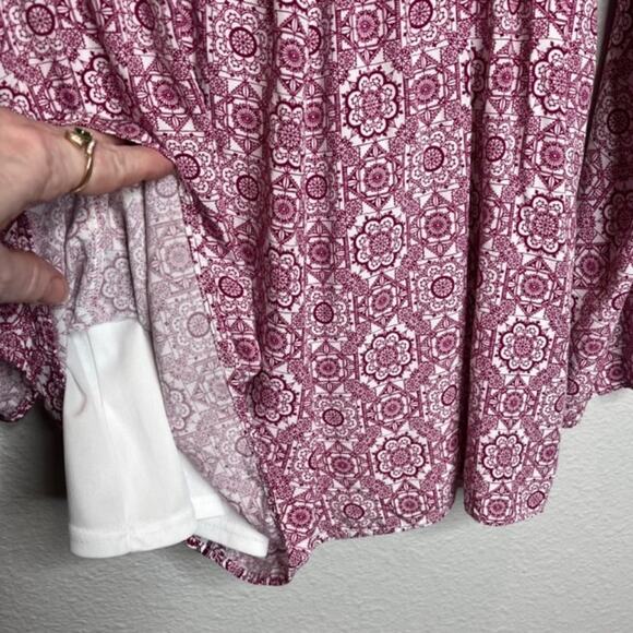 One the Land Stylish Geometric Design Open-Front Romper Long Sleeve Plum Sz Med - Picture 10 of 16